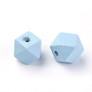 Dyed Natural Wooden Beads, Polygon, Sky Blue, 20x18~20x18~20mm, Hole: 3.5mm(WOOD-S037-109F-20mm)