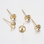 304 Stainless Steel Stud Earring Findings, Golden, 14x5mm, Pin: 0.8mm(STAS-H436-25-5mm)