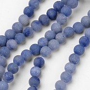 Natural Blue Aventurine Beads Strands, Frosted, Round, Royal Blue, 8mm, Hole: 1mm, about 46pcs/strand, 14.9 inch(G-D809-09-8mm)