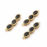 Rack Plating Eco-Friendly Brass Micro Pave Cubic Zirconia Pendants, Long-Lasting Plated, Lead Free & Cadmium Free, Real 18K Gold Plated, Golden, Pea, Black, 25x5x3.5mm, Hole: 1mm(KK-K165-27G-02)
