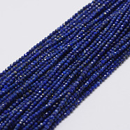 Natural Lapis Lazuli Beads Strands, Round, Faceted, 2mm, Hole: 0.5mm, about 197pcs/strand, 15.7 inch(40cm)(G-E351-09)