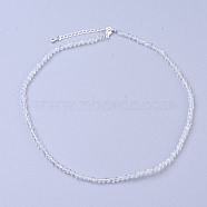Natural White Topaz Beaded Necklaces, with Brass Lobster Claw Clasps, Faceted Round Beads, 16.5 inch~16.7 inch(42~42.5cm)x2mm(NJEW-K114-A-A09)
