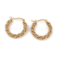 PVD Vacuum Plating 201 Stainless Steel Twist Hoop Earrings, with 304 Stainless Steel Pin, Golden, 21x4.5mm(EJEW-I309-55A-G)