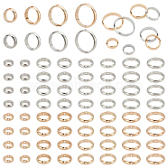 Elite 8 Bags 8 Style Brass Bead Frame, for Earrings & Hair Jewelry Accessories Bag Bead Buckle, Round Ring, Platinum & Light Gold, 8~14x2.5mm, Hole: 1mm, 6~12mm Inner Diameter, 1 bag/style(KK-PH0009-48)