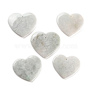 Natural Myanmar Jade Pendants, Heart Charms, 37x42x5.5mm, Hole: 0.5mm(G-P512-06B-01)