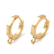 Brass Hoop Earrings Finding, with Horizontal Loop, Octagon, Golden, 15x11.5x3mm, Hole: 1.8mm(KK-M262-1A-G)