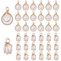20 Pieces Opal Cat Eye Charms for Jewelry Making Copper Opal Round Beads Pendant for Necklace Bracelet Making, White, 10~12mm, Hole: 2mm, 10Pcs/size(JX563A)