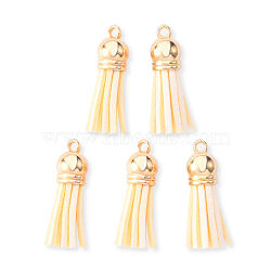 Faux Suede Tassel Pendant Decorations, with CCB Plastic Cord Ends, Light Gold, 33~35x10mm, Hole: 2.5mm(X-FIND-R095-026LG)