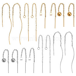 Elite 16Pcs 8 Style Cube & Round & Twist 304 Stainless Steel Stud Earrings, Ear Threads for Woman, Golden & Stainless Steel Color, 56~100mm, 2Pcs/style(EJEW-PH0001-26)