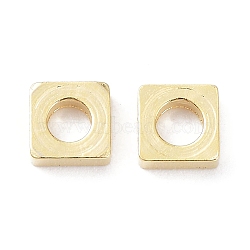 304 Stainless Steel Beads, Square, Real 24K Gold Plated, 4x4x1mm, Hole: 2mm(STAS-P327-11G)