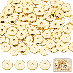 100Pcs Brass Beads, Long-Lasting Plated, Flat Round/Disc, Heishi Beads, Real 18K Gold Plated, 7.5x1.5mm, Hole: 1.8mm(KK-BBC0012-14A)