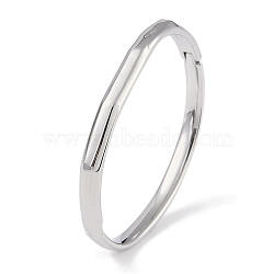 Non-Tarnish 304 Stainless Steel Faceted Ring Hinged Bangles for Women, Stainless Steel Color, Inner Diameter: 2-3/8x2 inch(6.1x5.2cm), 6mm(BJEW-C071-16P)