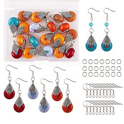 DIY Teardrop Dangle Earring Making Kit, Including Resin Pendants, Brass Earring Hooks & Jump Rings, Mixed Color, 88Pcs/box(DIY-SZ0008-36)