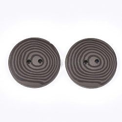 Resin Buttons, 2-Hole, Flat Round with Vortex Pattern, Camel, 44~44.5x6mm, Hole: 4mm(RESI-S377-05B)
