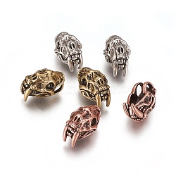 Brass Beads, Long-Lasting Plated, Animal Skull, Mixed Color, 19x13x11.5mm, Hole: 5.5~6mm(KK-K238-32)