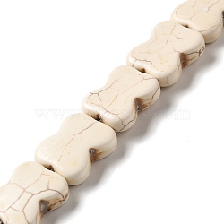 Synthetic Turquoise Dyed Beads Strands, Bone, Old Lace, 20x16.5x7mm, Hole: 1.2mm, about 19pcs/strand, 14.88''(37.8cm)(G-E594-11A)