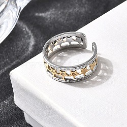 Adjustable 304 Stainless Steel Cuff Rings for Women, Golden & Stainless Steel Color, Star, 7mm, Adjustable(RJEW-B150-01GP-09)