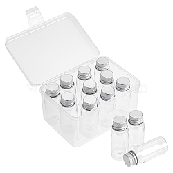 PandaHall Elite 15pcs Plastic Bottles Bead Containers, with Aluminum Caps, Clear, 6.1x2.45cm, Capacity: 15ml(0.51fl. oz)(CON-PH0002-81)