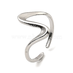 Non-Tarnish 304 Stainless Steel Open Cuff Rings, Twist Wave, Stainless Steel Color, US Size 6 3/4(17.1mm)(X-RJEW-Z018-24P)