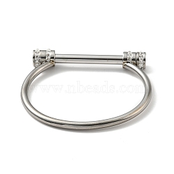 304 Stainless Steel D Shape Bar Screw Bangle with Cubic Zirconia, Shackle Horseshoe Bangle for Women , Stainless Steel Color, Inner Diameter: 2-1/4x1-7/8 inch(5.85x4.9cm)(STAS-E057-01P)