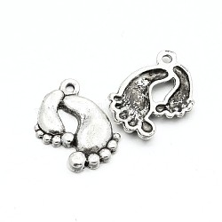 Tibetan Style Alloy Baby Feet Pendants, Cadmium Free & Lead Free, Antique Silver, 20x17x3mm, Hole: 1mm, about 500pcs/1000g(PALLOY-E380-33-LF)