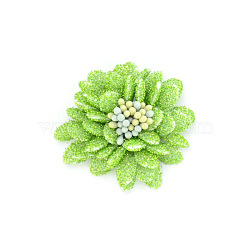 Non-Woven Fabric Flowers,  with Glitter Powder, for DIY Headbands Flower, Clothing, Shoes, Hats Accessories, Lawn Green, 40x45x20mm(DIY-WH0199-70I)