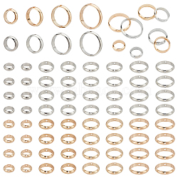 Elite 8 Bags 8 Style Brass Bead Frame, for Earrings & Hair Jewelry Accessories Bag Bead Buckle, Round Ring, Platinum & Light Gold, 8~14x2.5mm, Hole: 1mm, 6~12mm Inner Diameter, 1 bag/style(KK-PH0009-48)