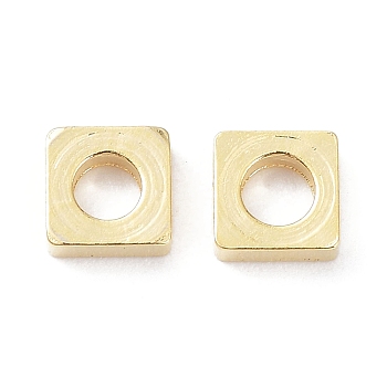 304 Stainless Steel Beads, Square, Real 24K Gold Plated, 4x4x1mm, Hole: 2mm