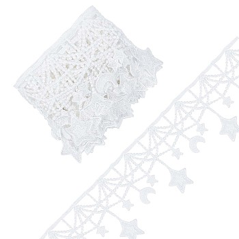 Moon Star Polyester Lace Trim, Clothing Accessories, for Sewing and Art Craft Decoration, White, 4-1/4 inch(108mm)