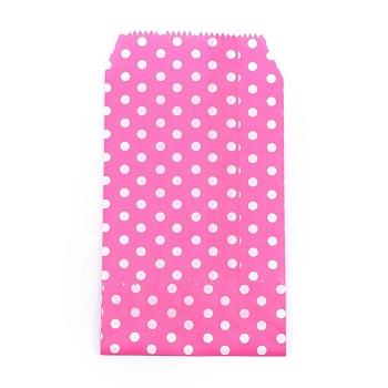 Kraft Paper Bags, No Handles, Storage Bags, White Polka Dot Pattern, Wedding Party Birthday Gift Bag, Deep Pink, 15x8.3x0.02cm