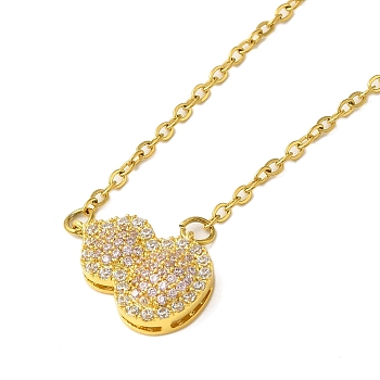 304 Stainless Steel Cubic Zirconia Pendant Necklaces, Real 18K Gold Plated, Gourd, 15.55~16.50 inch(39.5~41.9cm), pendant: 16.5x12mm