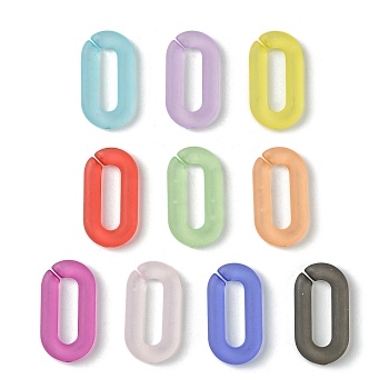 Transparent Frosted Acrylic Linking Rings, Quick Link Connectors, Oval, Mixed Color, 20.5x11x2.8mm, Inner Diameter: 13x4mm, about 1250pcs/500g