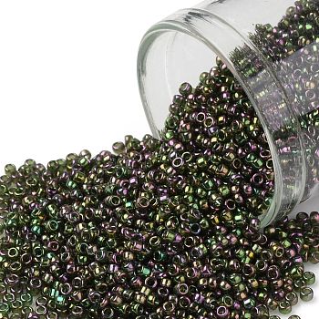 TOHO Round Seed Beads, Japanese Seed Beads, (323) Gold Luster Olivine, 15/0, 1.5mm, Hole: 0.7mm, about 3000pcs/bottle, 10g/bottle
