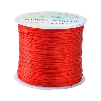 Flat Elastic Crystal String, Elastic Beading Thread, for Stretch Bracelet Making, Red, 0.8mm, about 65.61 yards(60m)/roll