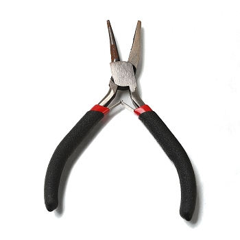 (Defective Closeout Sale: Rusty) Carbon Steel Jewelry Pliers, Round Nose and Flat Forming Pliers, Polishing, One Groove Side, 11.4x8.8x0.9cm