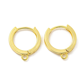 Brass Hoop Earrings, Ring, Real 18K Gold Plated, 14x2mm, Hole: 1.5mm