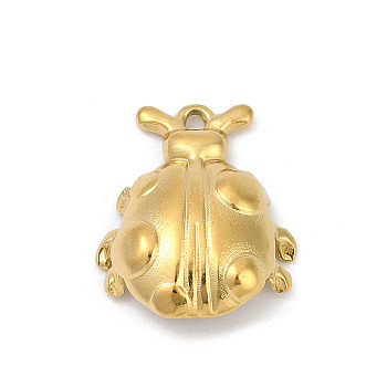 304 Stainless Steel Pendants, Ion Plating(IP), Ladybug Charm, Golden, 20x17x3.5mm, Hole: 1.5mm