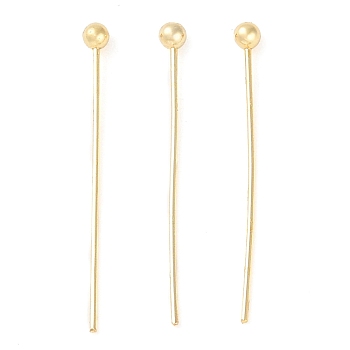 Brass Ball Head Pins, for Jewelry Making, Real 18K Gold Plated, 19.5~20.5x0.3mm, Head: 1.8mm