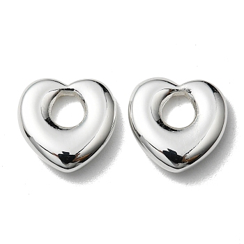 304 Stainless Steel Charms, Heart Charm, 925 Sterling Silver Plated, 12x12x3mm, Hole: 4mm