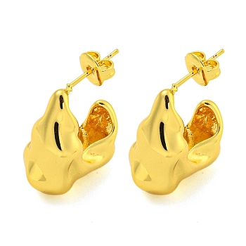 304 Stainless Steel Earrings, Real 18K Gold Plated, 17.5x8mm