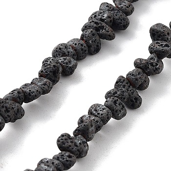 Natural Lava Rock Beads Strands, Frosted, Nuggets, 2.5~3.5x4~8x4~8mm, Hole: 0.8mm, 16.14 inch(41cm)