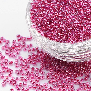 12/0 Glass Seed Beads, Inside Colours & Lustered, Purple, about 2mm in diameter, about 30000pcs/pound