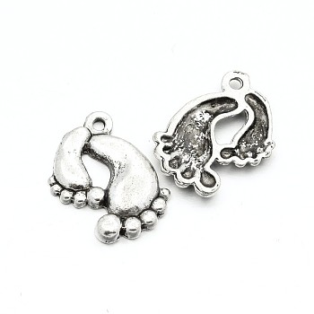 Tibetan Style Alloy Baby Feet Pendants, Cadmium Free & Lead Free, Antique Silver, 20x17x3mm, Hole: 1mm, about 500pcs/1000g