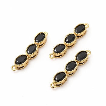 Rack Plating Eco-Friendly Brass Micro Pave Cubic Zirconia Pendants, Long-Lasting Plated, Lead Free & Cadmium Free, Real 18K Gold Plated, Golden, Pea, Black, 25x5x3.5mm, Hole: 1mm