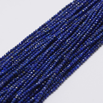 Natural Lapis Lazuli Beads Strands, Round, Faceted, 2mm, Hole: 0.5mm, about 197pcs/strand, 15.7 inch(40cm)