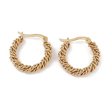 PVD Vacuum Plating 201 Stainless Steel Twist Hoop Earrings, with 304 Stainless Steel Pin, Golden, 21x4.5mm