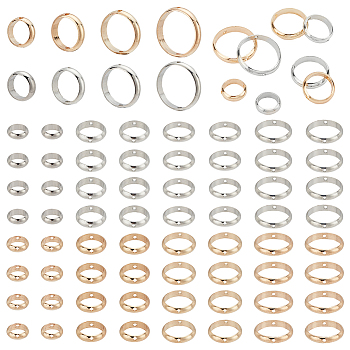 Elite 8 Bags 8 Style Brass Bead Frame, for Earrings & Hair Jewelry Accessories Bag Bead Buckle, Round Ring, Platinum & Light Gold, 8~14x2.5mm, Hole: 1mm, 6~12mm Inner Diameter, 1 bag/style