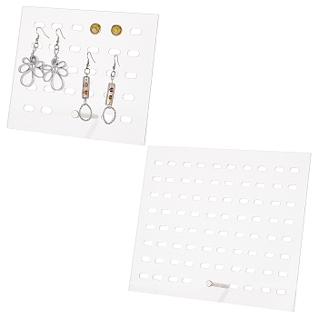 FINGERINSPIRE 2 Sets 2 Styles Detachable Transparent Acrylic Earring Display Stands, with Platinum Tone Alloy Holder, Rectangle, Clear, 13~20x15~23x0.25cm, Hole: 12x6mm, 2pcs/set, 1 set/style
