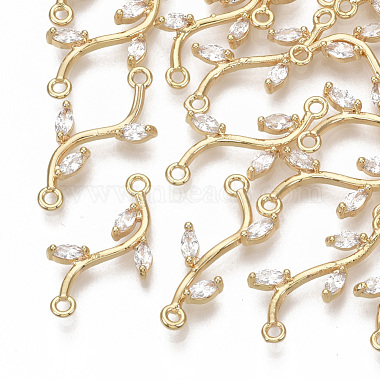 Real Gold Plated Clear Branch Brass+Cubic Zirconia Links