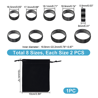 Unicraftale 16 Stück 8 Größe 201 Edelstahl gerillte Fingerringfassungen(STAS-UN0049-58)-4